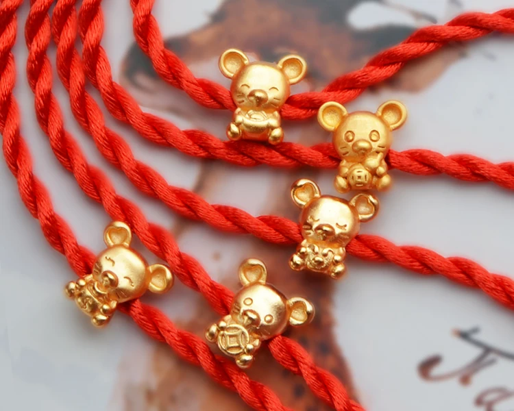 KOFSAC Chinese Style Zodiac Rats Shakin Bracelets For Women Birthday Mini Animal Red Rope Bangle Jewelry Girl New Year Gift