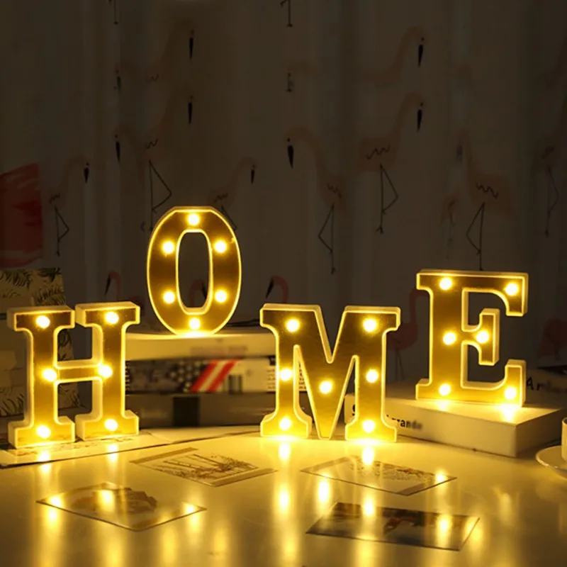1pc White Christmas Letter LED Night Light Marquee Sign Alphabet Lights Lamp Home Club Outdoor Indoor Wall Wedding Decoration H1