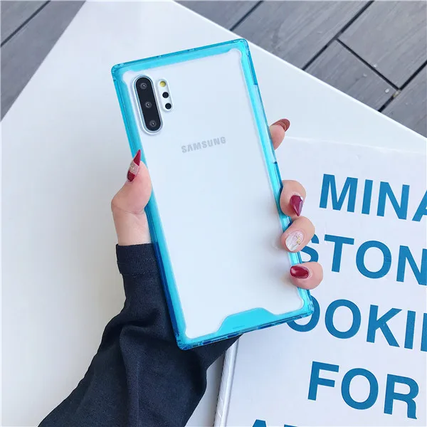 KIvaKI противоударный чехол для телефона для samsung Galaxy S8 S9 S10 Примечание 10 плюс A10 A20 A30 A40 A50 A70 защитный прозрачный чехол Крышка - Цвет: Небесно-голубой