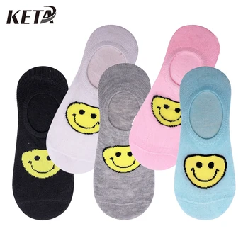 

[KETA]Cute Smile Funny Socks Women Casual Short Low Cut Invisible Socks Female Combed Cotton Ankle Socks Girls Happy Sox