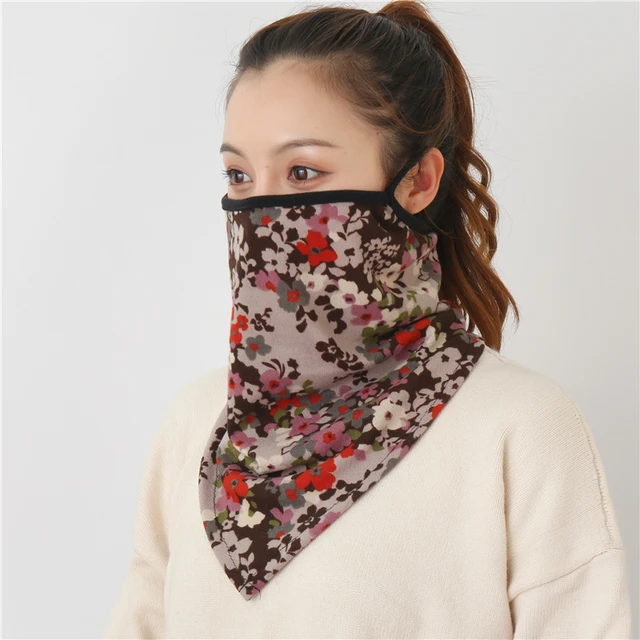 2021 Winter Face Mask Scarf Women Ring Neck Scarves Foulard Cotton Feeling Warm Fashion Print Men Outdoor Sport Unisex Bandana MST-8