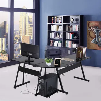 

Desk table table computer L-shaped Corner Computer Office Table PC Laptop Workstation Home Table Black стол компьютерерный