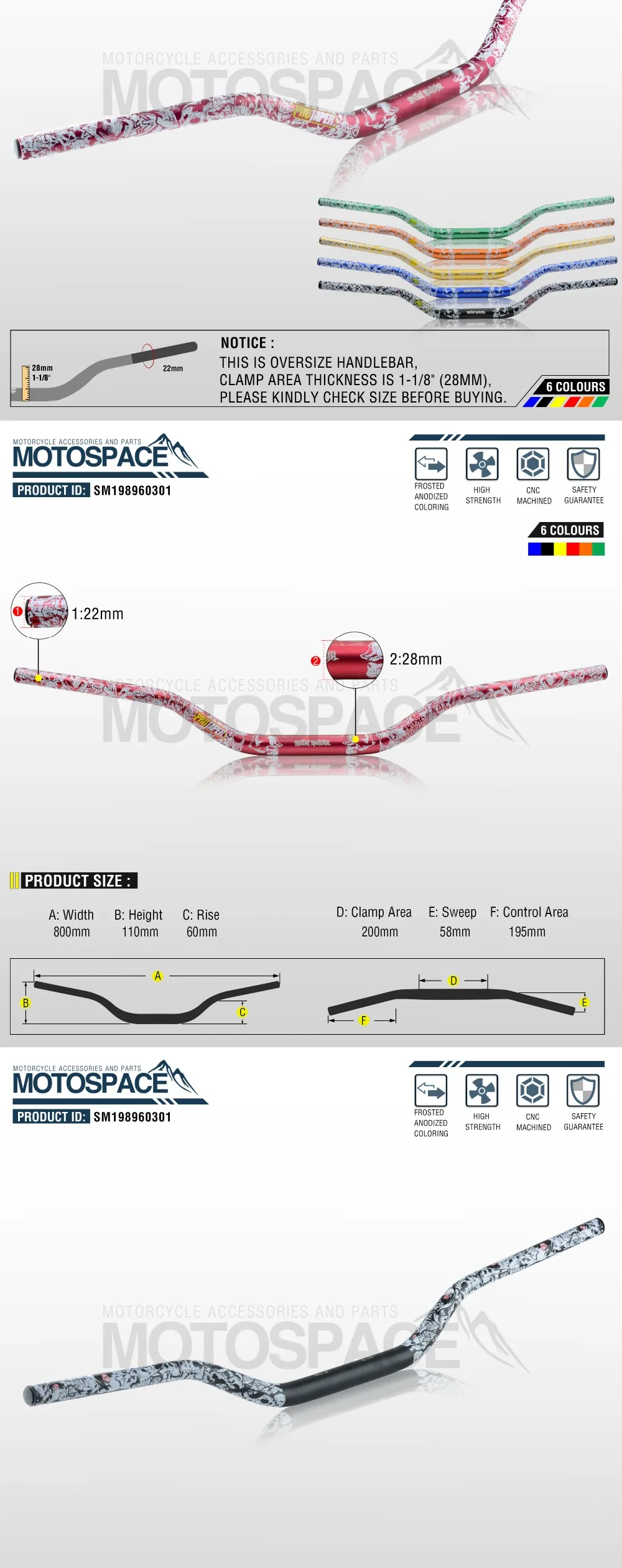 Серый алюминиевый 28 мм 1-1/" Руль для moto rcycle moto MX CR CRF CRM XR YZ YZF WR WRF DR DRX RM rmz EX 85 125 200 250 400 650