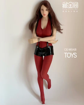 

CJG-014 In Stock 1/6 Sexy Female Figure Clothes Set Velvet Jumpsuit Faux Leather Strap Shorts Accessories Model for 12'' Body