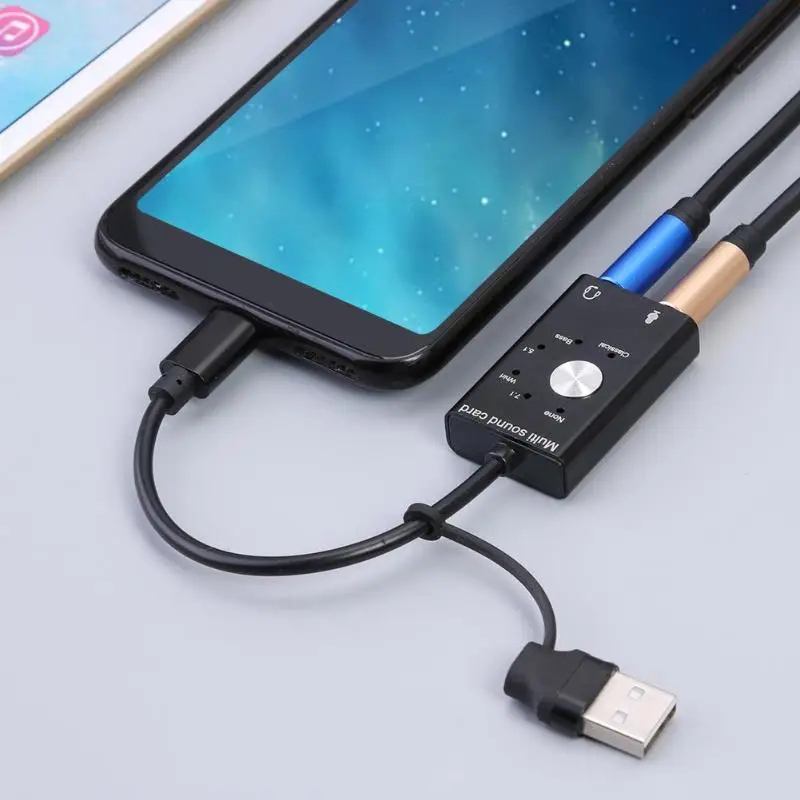 USB-C саундкарта USB 2,0 аудио интерфейс внешний адаптер для ноутбука PS4 гарнитура Поддержка win 2000/2003/XP/Vista