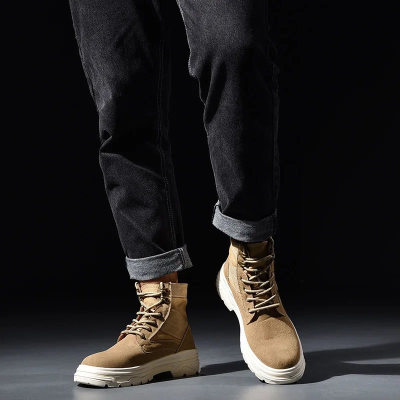 

Fashion Leisure Low Chelsea Boots Men PU Ankle Round Toe Boots Lace-Up WinterSolid Casual Motorcycle Shoes