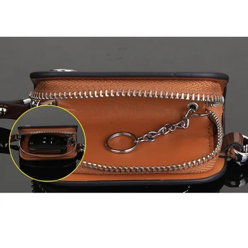 

Car Smart Remote Key Case Men Women Wallets Key Holder Housekeeper Zipper Bag Keychain Leather Cover For Keys Organizer Card Bag