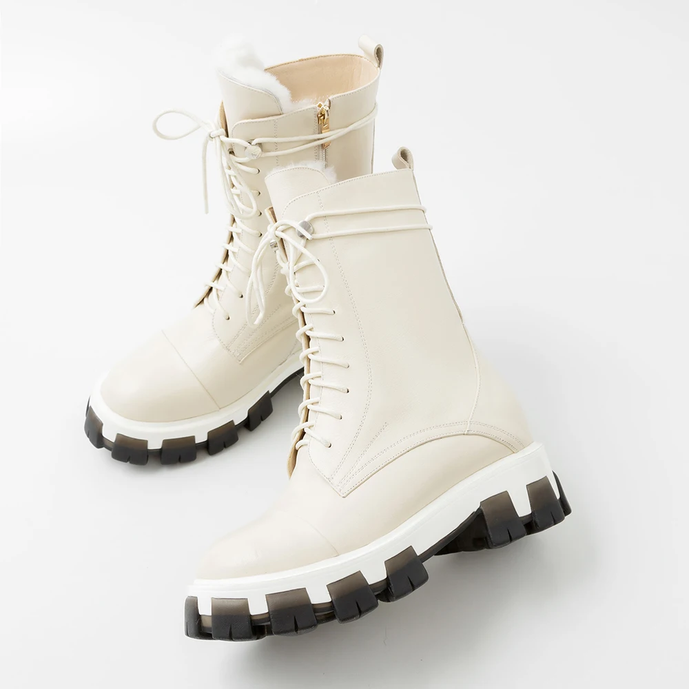 Plus Size 34-43 Genuine Leather Shearling Wool Fur Lined Women Ankle Winter Boots Women Shoes Short Snow Boots Warm Martin Boots