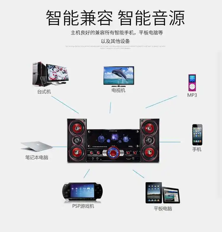 Деревянный 2,1 Bluetooth динамик Мультимедийный звук с микрофоном караоке домашний кинотеатр тв компьютер сабвуфер синий зуб динамик