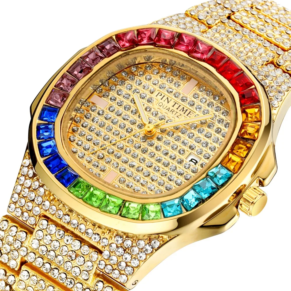 Дропшиппинг мужские s часы лучший бренд класса люкс Iced Out часы с бриллиантами золотые мужские деловые наручные часы хип-хоп relogio masculino