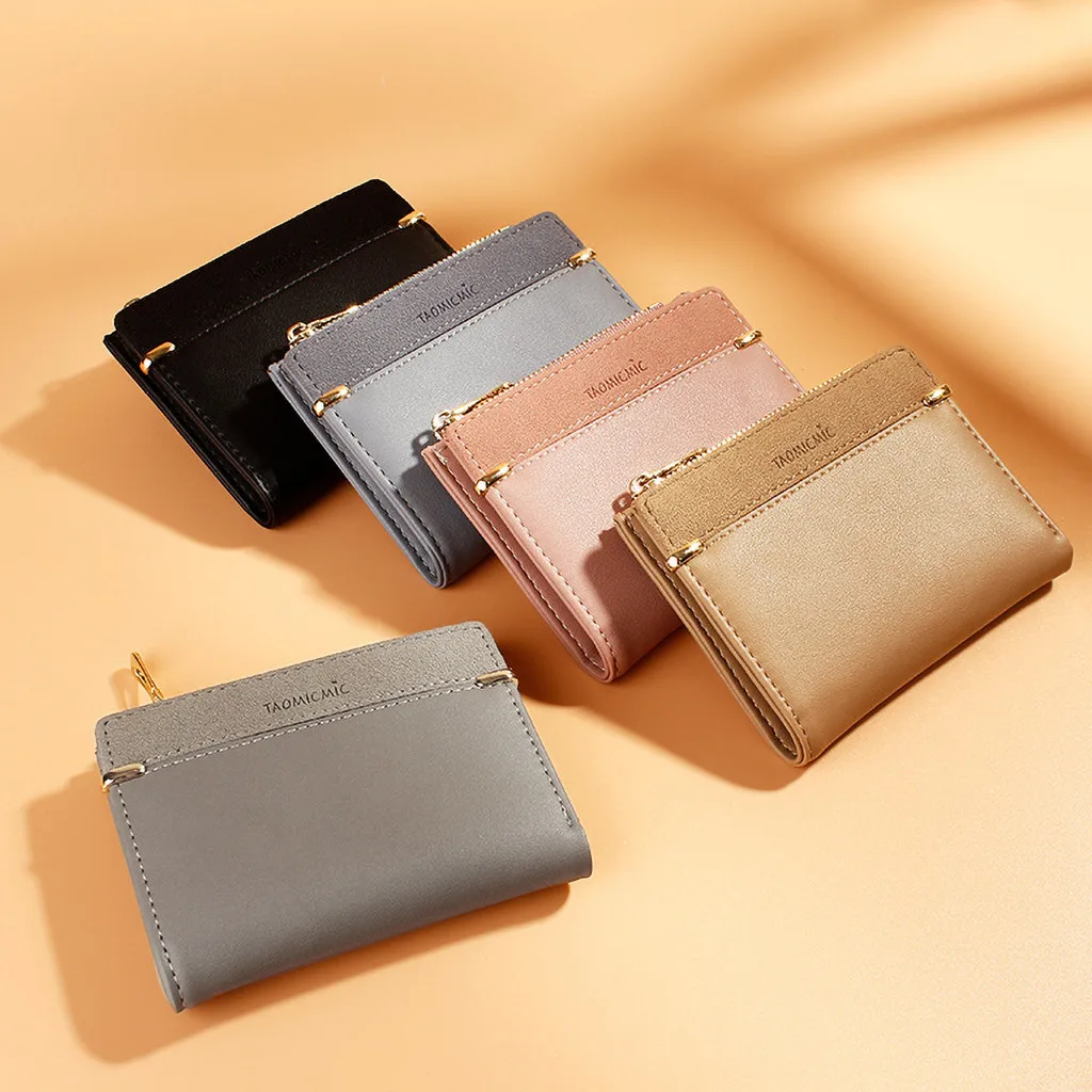 

Women Wallets Short Coin Purse PU Leather Student Solid Color Wallets Small Fold Female Wallet For Credit Card Holders Money Bag