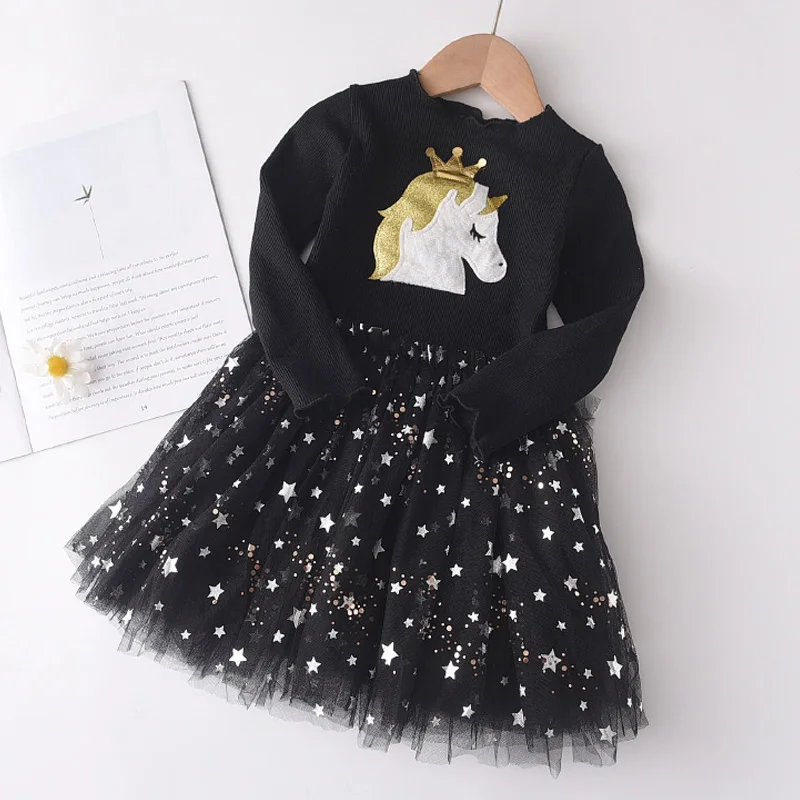 Melario Girls Dress Spring Autumn Clothes Long Sleeves Cartoon Mesh Princess Dresses for Kids Children Clothing | Детская одежда и