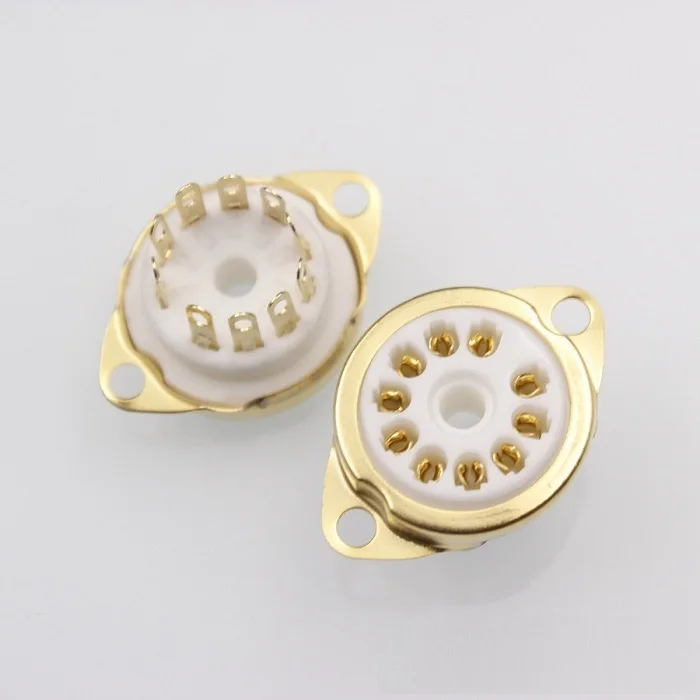 

10 Piece GZC10 10 Pin Electronic Tube Holder Small 10 Pin Gold Plated Socket 6X9 6U9 6AF9 6AB9 Electronic Tube Holder