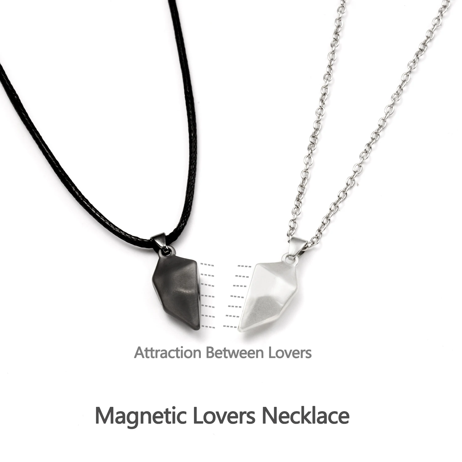 2PCS/SET Couple Necklaces Attarction Between Lovers Heart Magnetic Pendant Necklace For Women Valentine\'s Day Anniversary Gift