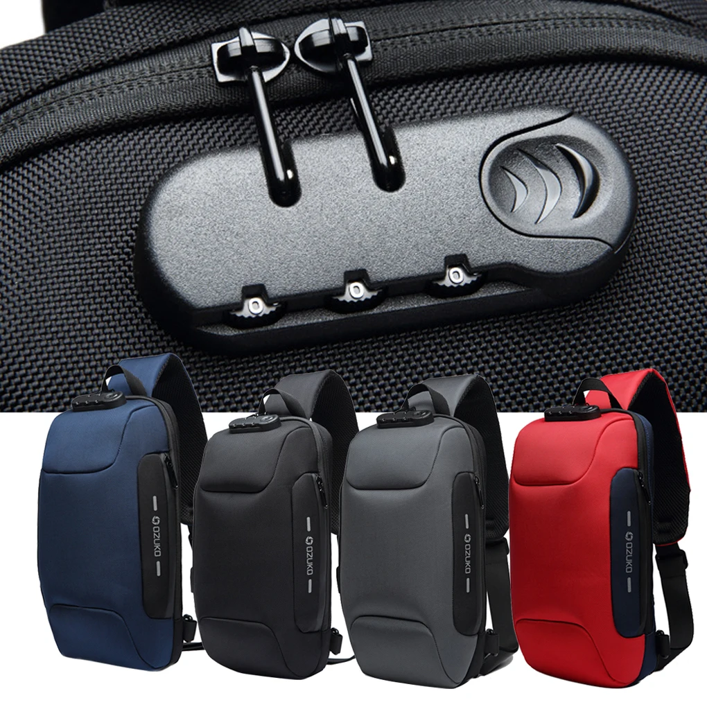 

Men Bags Chest Pack Crossbody Bag Multi-function Lock USB Antitheft Waterproof Trip Shoulder Backpack Hot