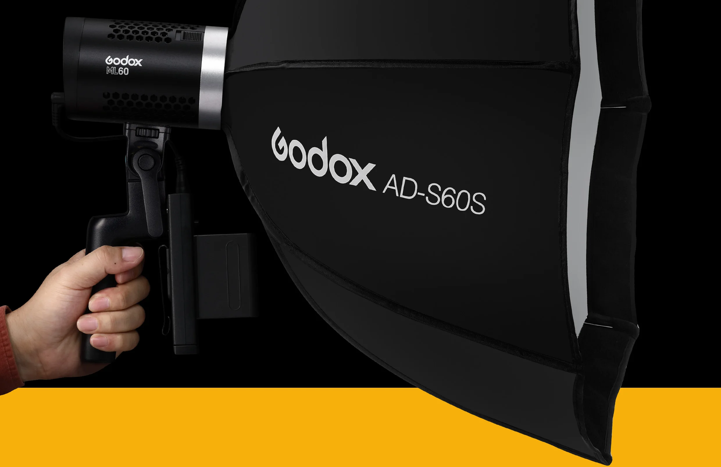 Godox ML60 60w Handheld LED Video Light CRI96+ TLCI 97+ Outdoor