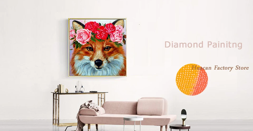 Huacan объемный квадратный алмаз живопись лиса 5D DIY Вышивка бисером, животное Цветочная мозаика изображение горного хрусталя украшения дома