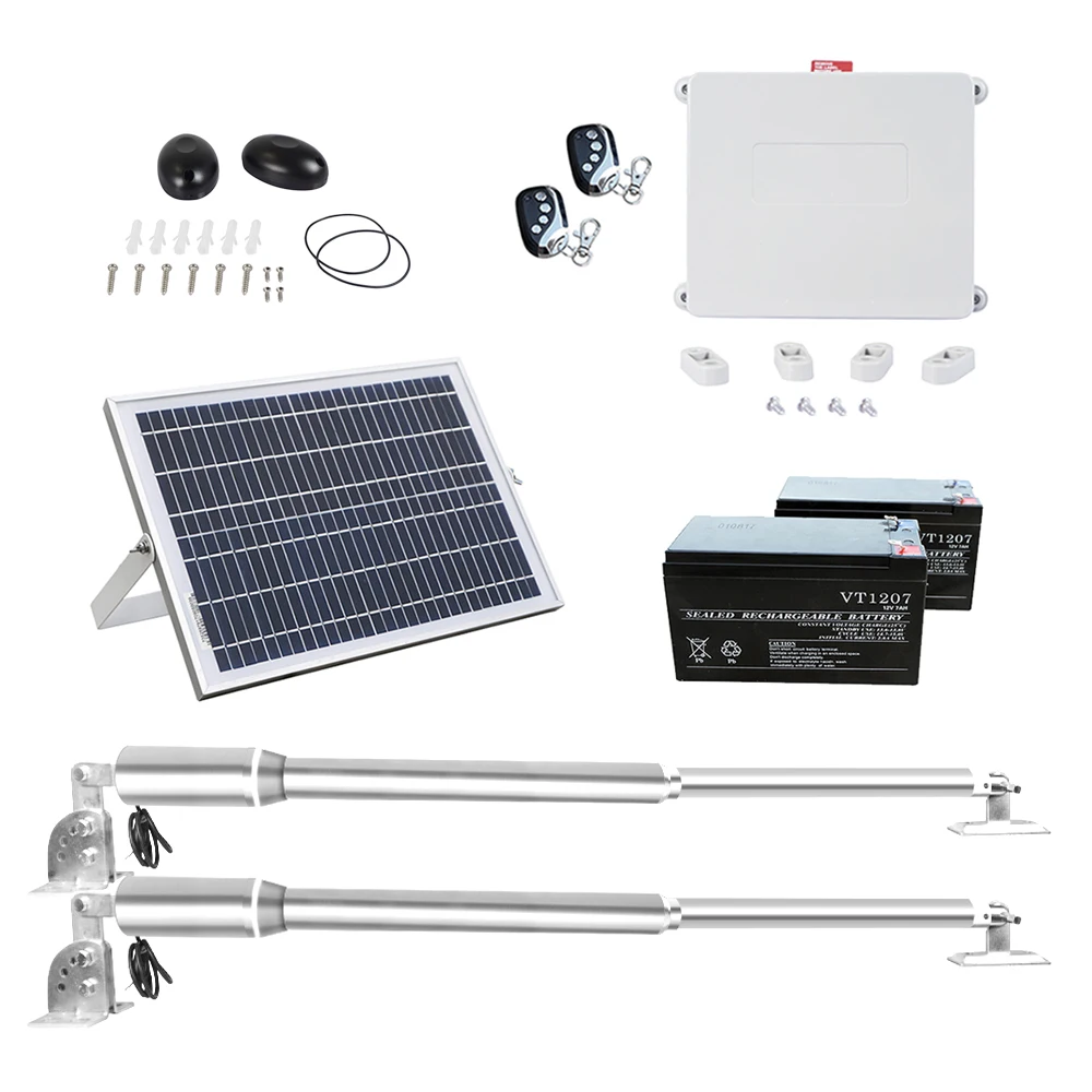 

11W Solar Dual Gate Opener Kit Automatic Gate Opener Electric Gate Opener for Dual Swing Gates Up to 1400 lbs.