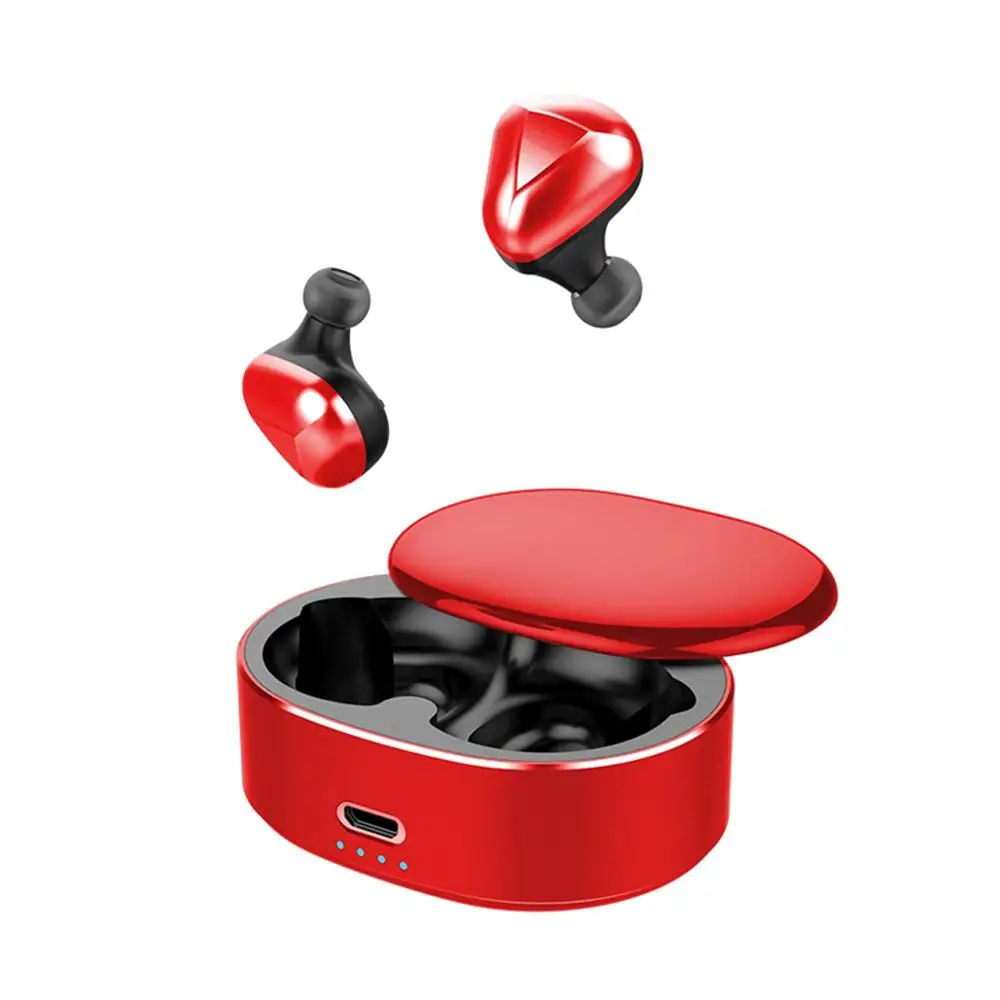 T50 наушники-вкладыши Tws True Беспроводной наушники хэндс-фри v5.0 Bluetooth наушники стерео наушники 6D Шум снижение гарнитуры с зарядным устройством - Цвет: red