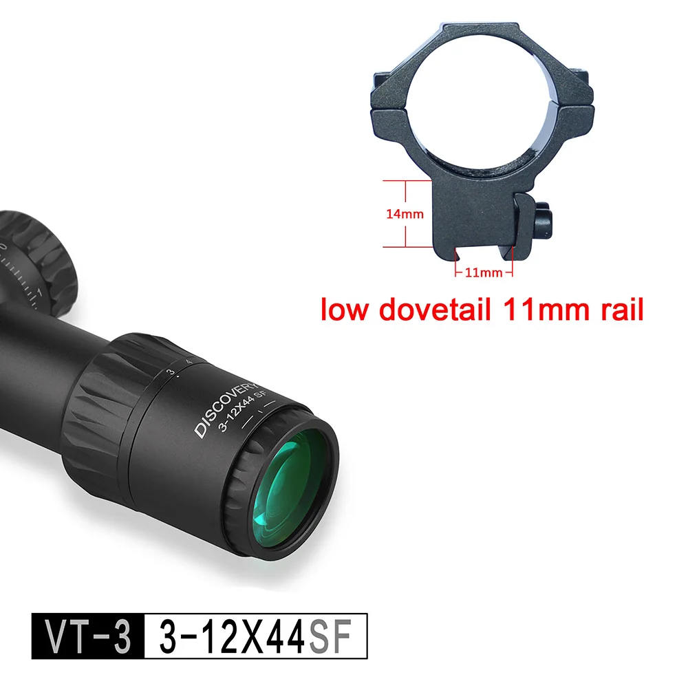 low dovetail 11mm Дискавери VT-3 3-12X44 SF SFP компактный оптический охотничий прицел подходящий снайперский Тактический AI15 AK47 Airgun - Цвет: low dovetail 11mm