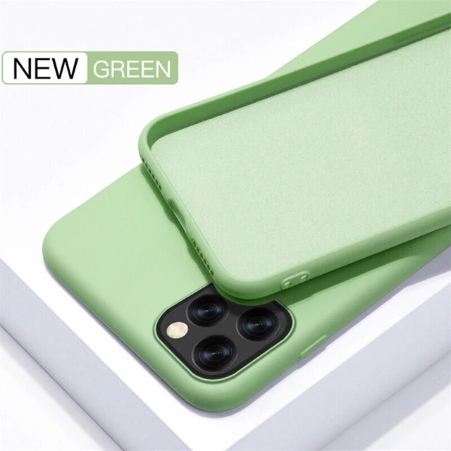 Case For iPhone 11 12 13 Pro Max SE 2 2020 6 S 7 8 Plus X XS MAX XR 12 13 Mini Cute Candy Color Couples Soft Silicone Cover Matcha Green