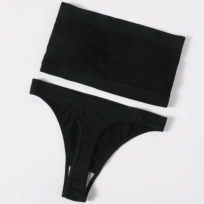 Women Seamless Bra And Panties Set Non-Wire Strapless Tube Bra Sexy Lingerie Brazilian Panties Female Sports Underwear Set