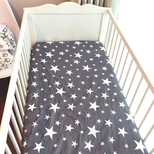 stars B Простыня для детской кровати, 1 шт., 130x70x10 см, 5 видов конструкций простыня для детской кроватки, хлопок, черно-белая простыня для детской кровати, стильная одежда для мальчиков и девочек - Цвет: stars B