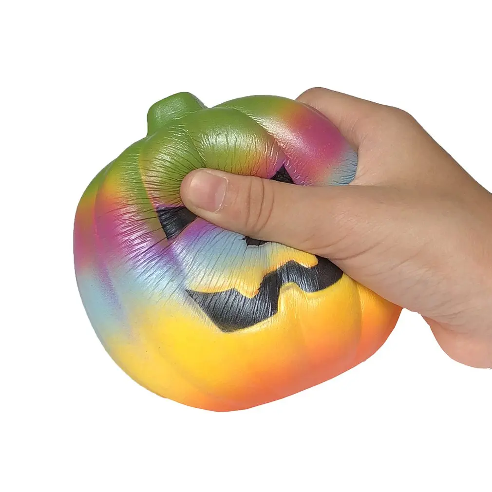 Squishies Toys Rainbow Pumpkin Slow Rising Fruits Scented Stress Relief Halloween Toy Wipes Anti-Stress