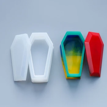 

Crystal Epoxy Spider Skeleton Pendant Jewelry Resin Mold Coffin Trinket Box Silicone Mould Halloween Gothic Container DIY Crafts