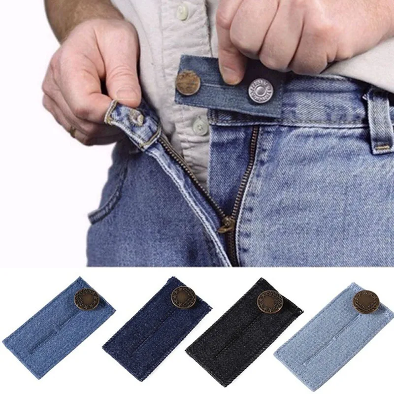 

Useful Unisex Jeans Trousers Waist Expander Waistband Extender Button Elastic Adjustment Waist Button Belt Extension Buckle
