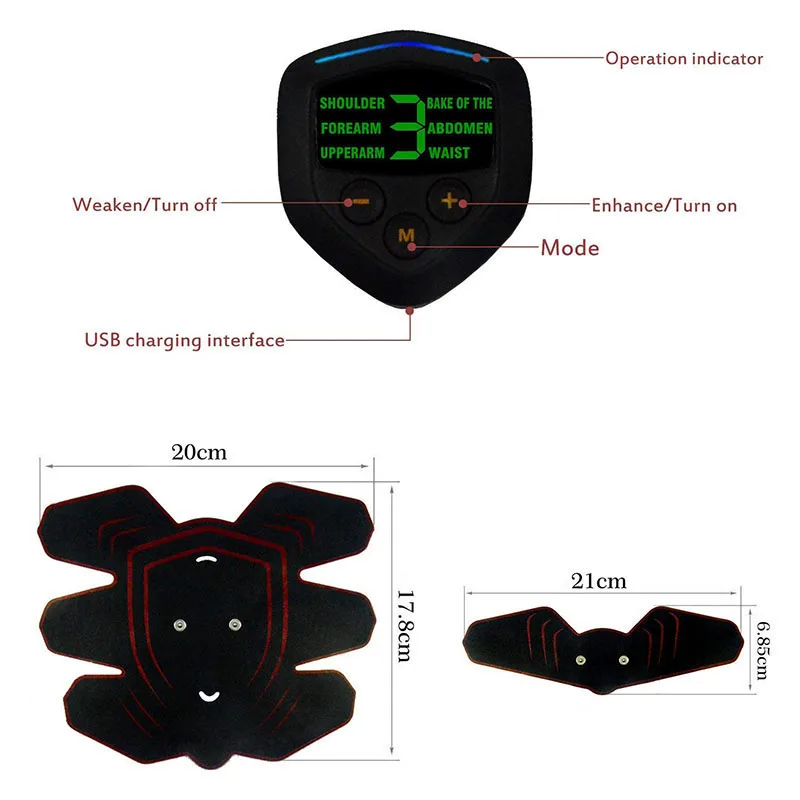 Wireless Muscle Stimulation Stimulator Abdominal Muscle Trainer Exerciser Vibration EMS Massage Slimming Machine Training Device