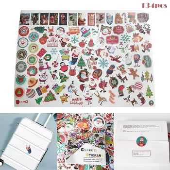 

134pcs Christmas Stickers Decoration Decal Home Decor Xmas DIY Sticker for Car Motorbike S7JN