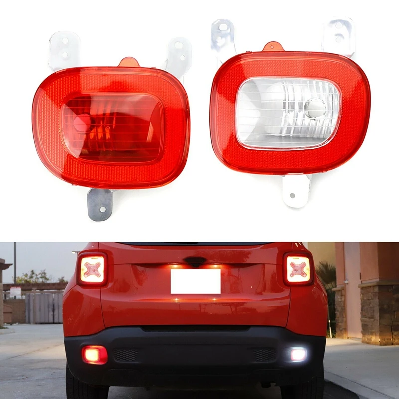 Car Rear Left &amp Right Bumper Brake Light Reflector Set for Jeep Renegade 2015-2017 68255513AA 68255514AA 68255509AA | Автомобили и