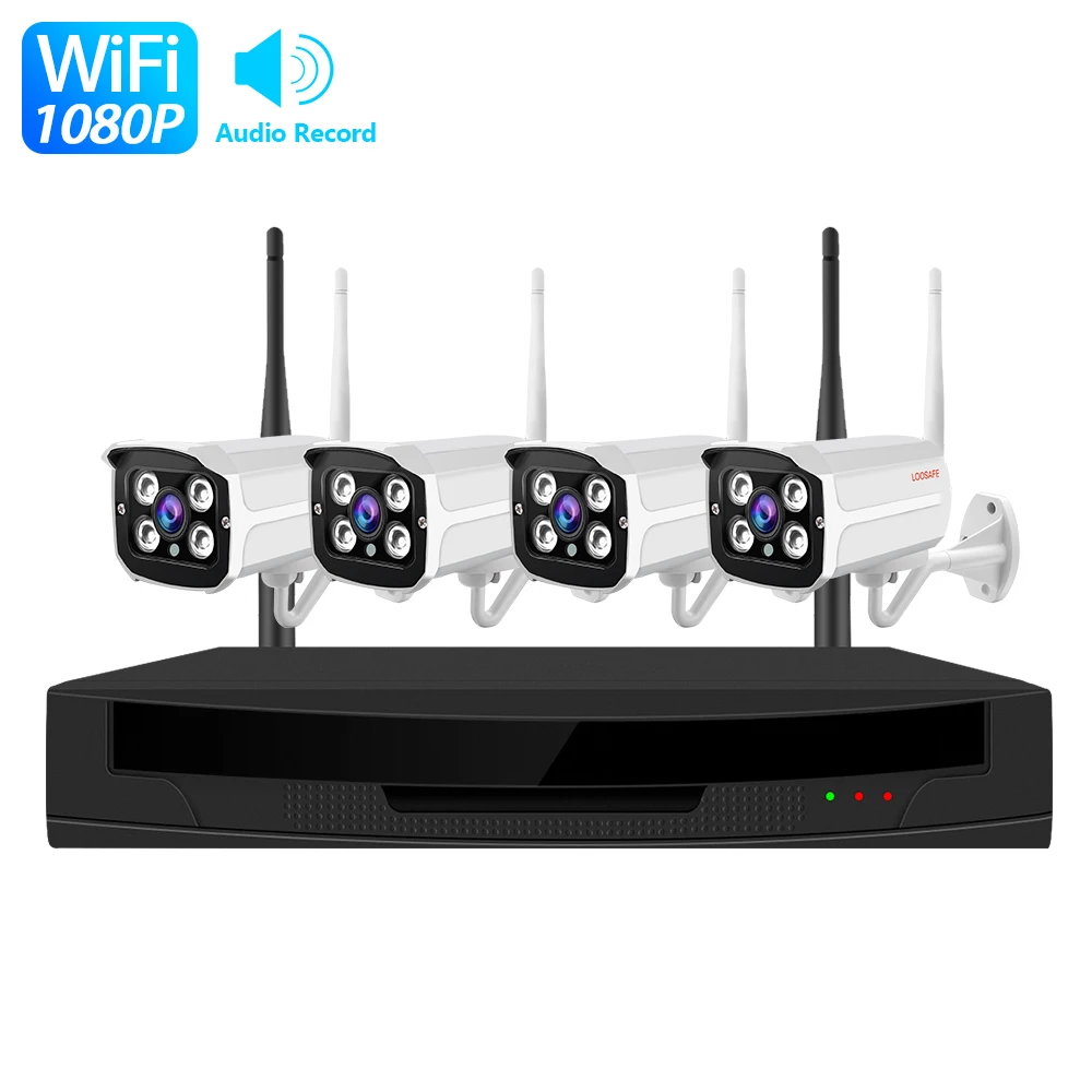 

4CH Wireless Security System XMeye 1080P HD Kit Video Surveillance Wifi Camera NVR Set with 2MP 4 Cameras