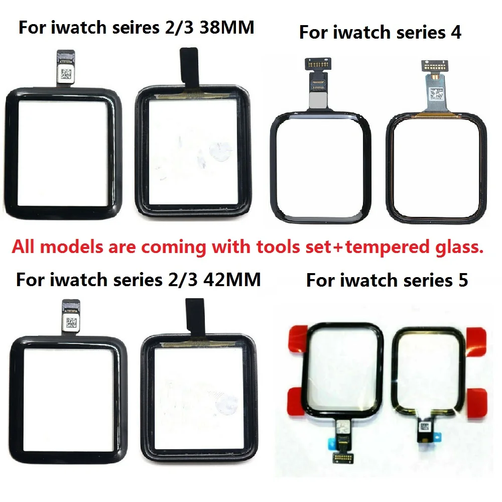 For Apple Watch Series 1 2 3 4 5 6 SE 38MM 42mm 40mm 44mm Touch Screen Digitizer Glass Replacement + Tools Set+ Tempered | Мобильные