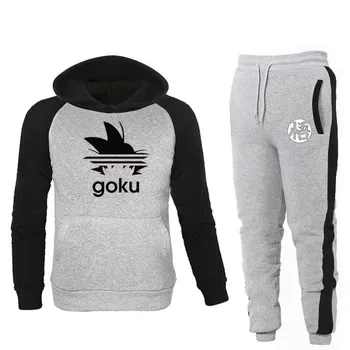

Autumn Winter 2019 Mens Sets Hoodies Pants 2 Pieces Tracksuit Brand Men Hoodie Dragon Ball Sweatpants Casual Pant Sportswear