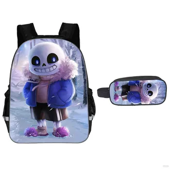 

16 Inch 2pcs/set Undertale Backpack for Teenage Girls Boys Book Bag Mochila Travel Bag Undertale Children School Backpacks