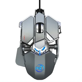 

HXSJ J600 Wired Gaming Mouse Nine-key Macro Programming Mouse with Six Adjustable DPI Colorful RGB Light Effect