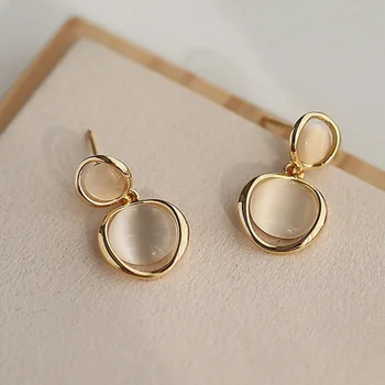 

New Fashion Opal Earrings Opal Geometric Irregular Dangle Earring For Women Metal Party Retro Prevent Allergy Jewelry Gift Boho