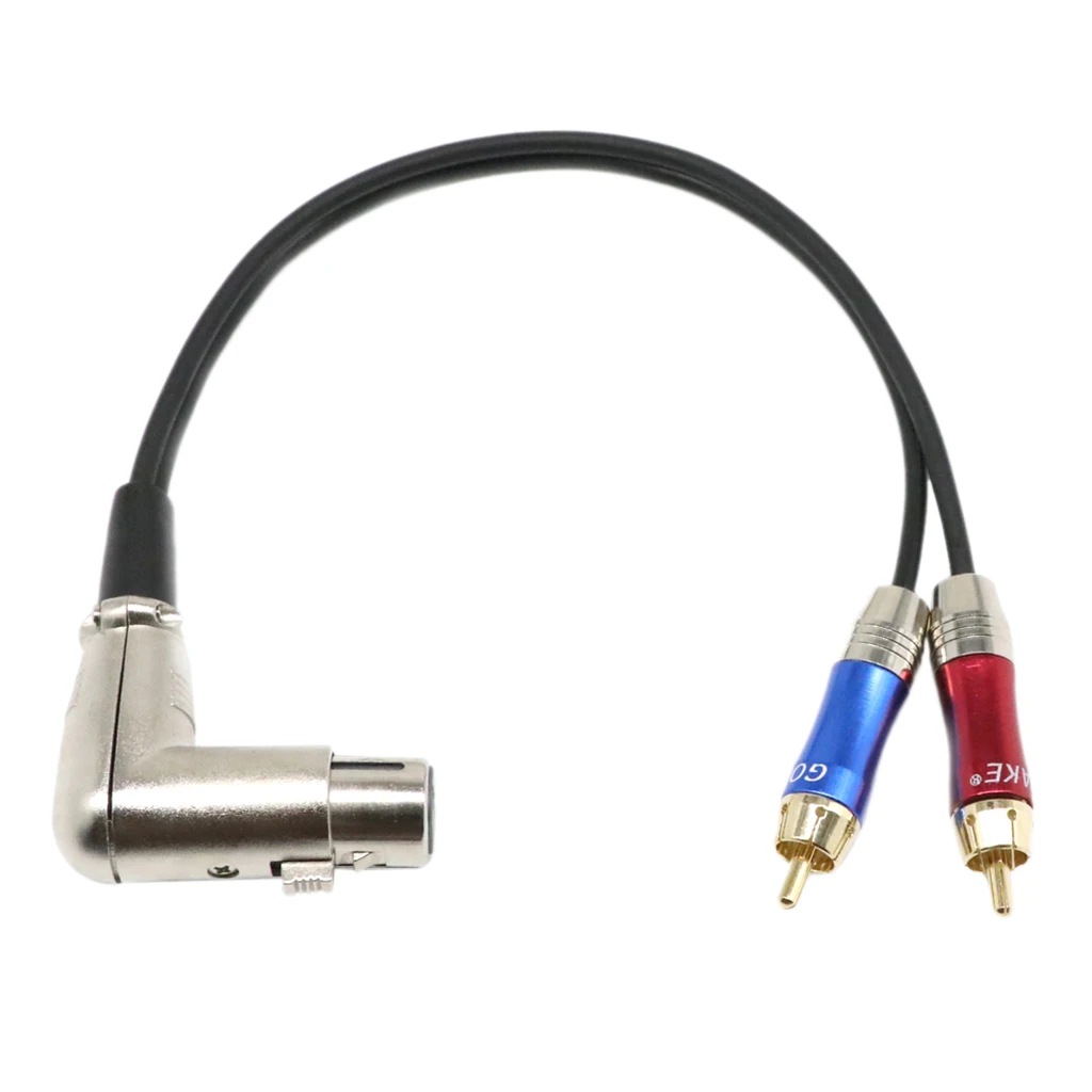90 градусов ° 3 контакта разъем XLR к 2 двойным RCA Y-образный сплиттер соединительный