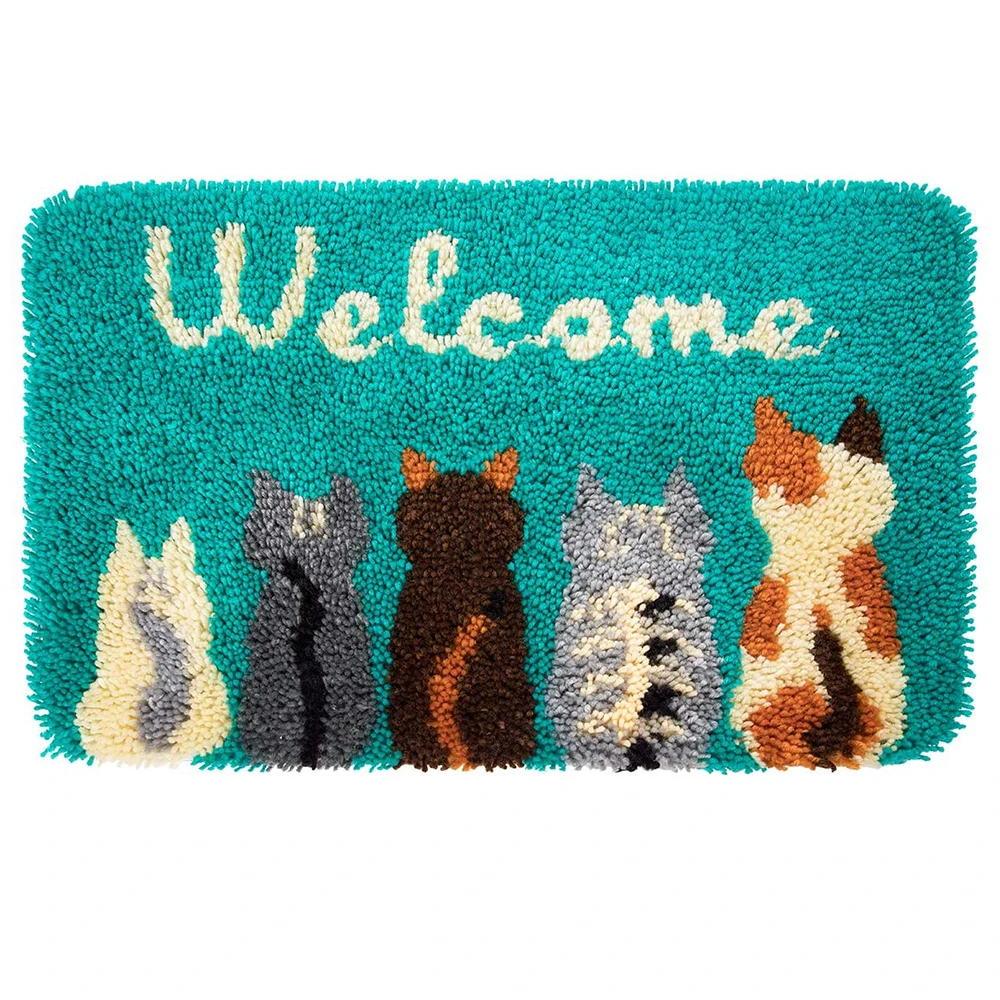 Tapestry Latch Hook Kits with Printed Pattern on Canvas DIY Rug Embroidery Set Crocheting Arts