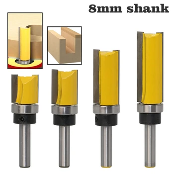 

4pcs 8mm Shank Profile Trimming Profile Milling Cutter Panel Top Bottom Bearing Woodworking Milling Cutter