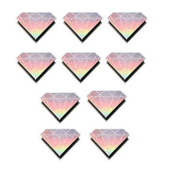 

10pcs Travel Home Empty Case Portable Packaging False Eyelashes Lashes Boxes Cosmetic Jars Storage Diamond Shape Makeup Tool