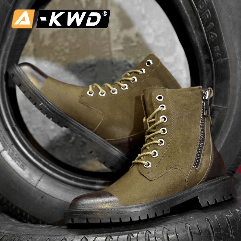 Модная обувь; коллекция года; Botas Invierno Hombre; высокие мотоциклетные ботинки цвета хаки; мужские зимние ботинки на меху черного цвета; мужские ботинки на молнии сбоку; 37-47