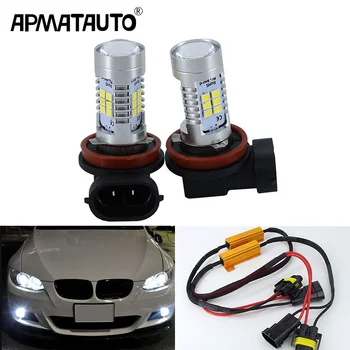 

2x H11 H8 LED canbus white Crystal Blue 21SMD Bulbs Reflector Mirror Design For Fog Lights For BMW E39 325 328 M mini SPORT