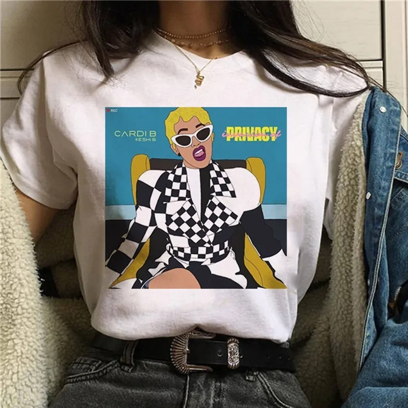 P1805D Cardi B Футболка женская корейский стиль Cardi B Футболка женская белая queen футболка размера плюс Топ женская уличная одежда - Цвет: P1805D