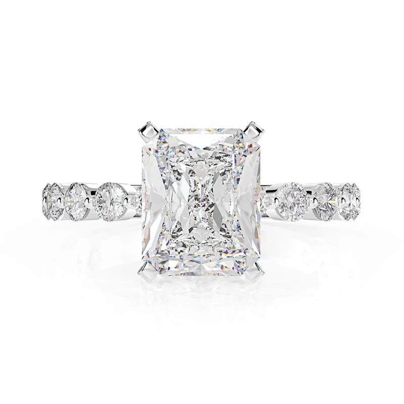 OEVAS Luxury 100% 925 Sterling Silver Created Moissanite Gemstone Engagement Ring Sets Wedding Band Fine Jewelry Wholesale