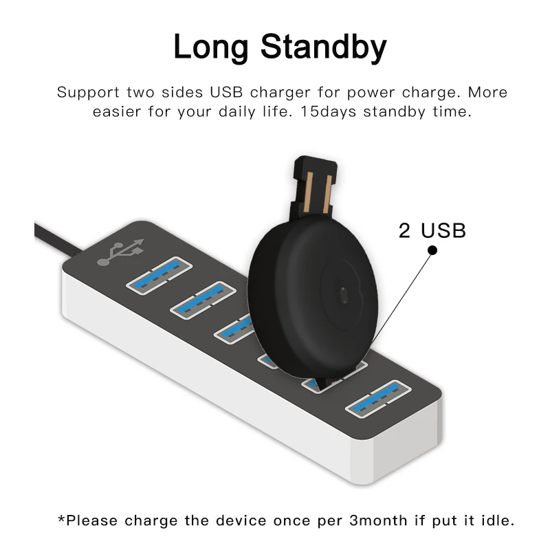 D3Plus Toleda Smartwatch 2020 Dual USB Зарядное устройство крови Давление сердечного ритма SpO2