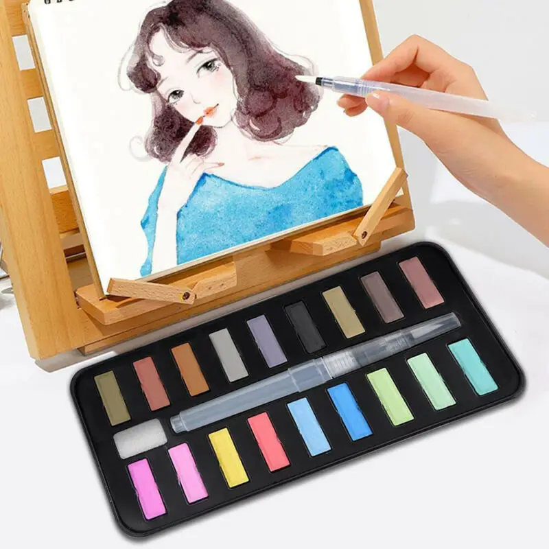 

Drawing Solid with Brush Pigments Water Color Art Supplies Paint Set for Art Students Artist Watercolor 12/18/24 Colors NEW