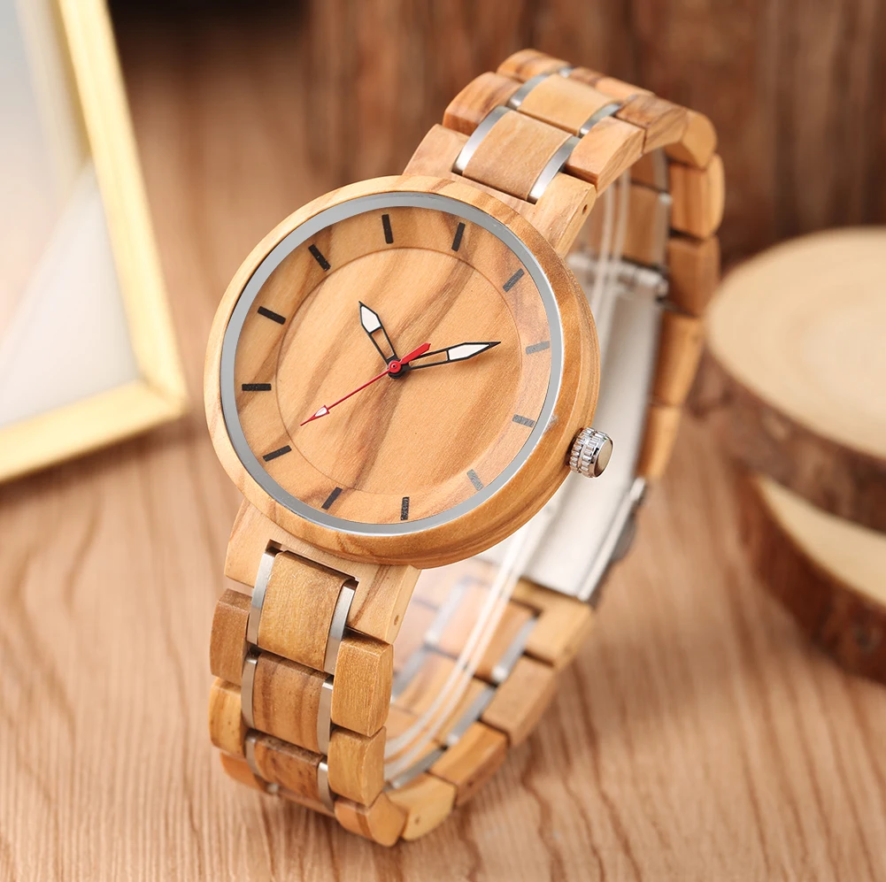 

Fashion Bamboo Wood Watch Men's Stainless Steel Belt Wooden Band Quartz Watch Top Brand Luxury Wood Male Wrist Watch Clock Hours